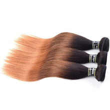 Load image into Gallery viewer, Luxury Straight Brazilian Auburn #1B/4/30 Ombre Virgin Human Hair Extensions
