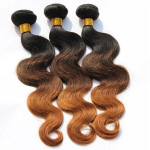 Luxury Body Wave Peruvian Auburn #1B/4/30 Ombre Virgin Human Hair Extensions