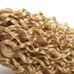 Luxury Dark Roots Brazilian Honey Blonde #27 Kinky Curly Virgin Hair Extensions