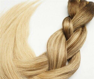 Luxury Clip In Human Hair Extensions #4/18 Balayage Ombre Straight 7pcs 120g