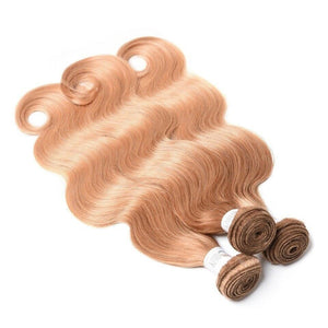 Luxury Peruvian Honey Blonde #27 Body Wave Virgin Human Hair Extensions Wavy 10A