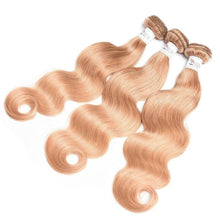 Load image into Gallery viewer, Luxury Peruvian Honey Blonde #27 Body Wave Virgin Human Hair Extensions Wavy 10A
