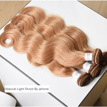 Load image into Gallery viewer, Luxury Peruvian Honey Blonde #27 Body Wave Virgin Human Hair Extensions Wavy 10A
