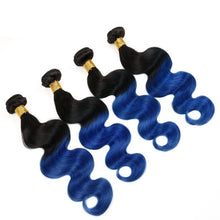 Load image into Gallery viewer, Luxury Body Wave Peruvian Blue Ombre Virgin Human Hair Weft Extensions
