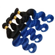 Load image into Gallery viewer, Luxury Body Wave Peruvian Blue Ombre Virgin Human Hair Weft Extensions
