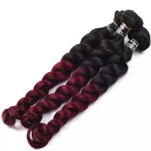Load image into Gallery viewer, Luxury Loose Wave Peruvian Burgundy Red #99J Ombre Virgin Human Hair Extensions

