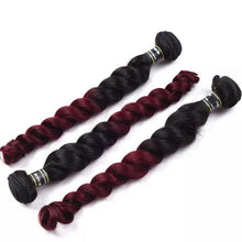 Load image into Gallery viewer, Luxury Loose Wave Peruvian Burgundy Red #99J Ombre Virgin Human Hair Extensions
