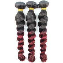 Load image into Gallery viewer, Luxury Loose Wave Peruvian Burgundy Red #99J Ombre Virgin Human Hair Extensions
