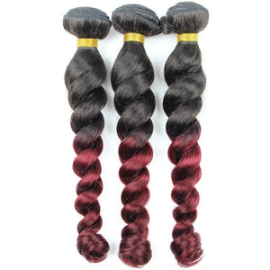 Luxury Loose Wave Peruvian Burgundy Red #99J Ombre Virgin Human Hair Extensions