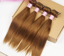 Load image into Gallery viewer, Luxury Silky Straight Brazilian Light Brown #8 Virgin Human 7A Hair Extensions
