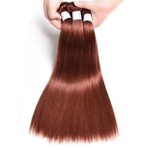 Luxury Peruvian Dark Auburn #33 Silky Straight Virgin Human Hair Extensions 10A