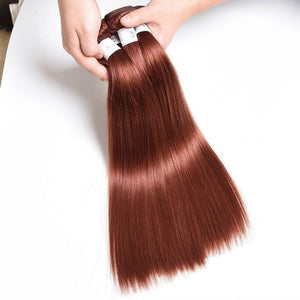 Luxury Peruvian Dark Auburn #33 Silky Straight Virgin Human Hair Extensions 10A