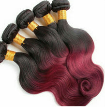 Load image into Gallery viewer, Luxury Body Wave Peruvian Burgundy Red #99J Ombre Virgin Human Hair Extensions
