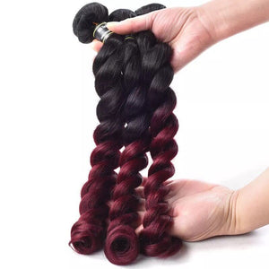 Luxury Loose Wave Brazilian Burgundy Red #99J Ombre Virgin Human Hair Extensions