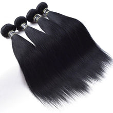 Load image into Gallery viewer, Luxury Jet Black #1 Silky Straight Malaysian Virgin Human Hair Extensions Weave
