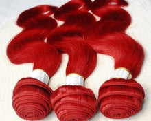 Load image into Gallery viewer, Luxury Body Wave Brazilian Hot Red Virgin Human Hair Weave Weft Extensions
