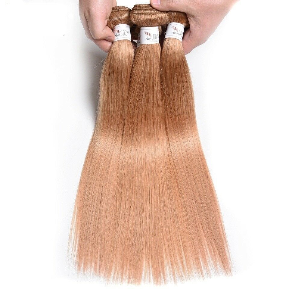Luxury Peruvian Honey Blonde #27 Silky Straight Virgin Human Hair Extensions 10A