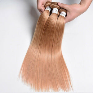 Luxury Peruvian Honey Blonde #27 Silky Straight Virgin Human Hair Extensions 10A