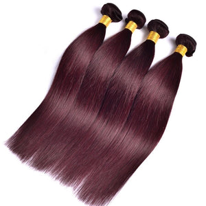 Luxury Peruvian Silky Straight Burgundy Red #99J Virgin Human Hair Extensions