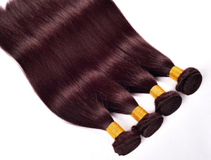 Luxury Peruvian Silky Straight Burgundy Red #99J Virgin Human Hair Extensions