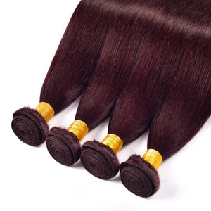 Luxury Peruvian Silky Straight Burgundy Red #99J Virgin Human Hair Extensions