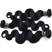 Load image into Gallery viewer, Luxury Jet Black Body Wave #1 Malaysian Virgin Human Hair Extensions 7A Weave
