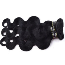 Load image into Gallery viewer, Luxury Jet Black Body Wave #1 Malaysian Virgin Human Hair Extensions 7A Weave
