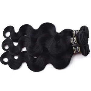 Luxury Jet Black Body Wave #1 Malaysian Virgin Human Hair Extensions 7A Weave