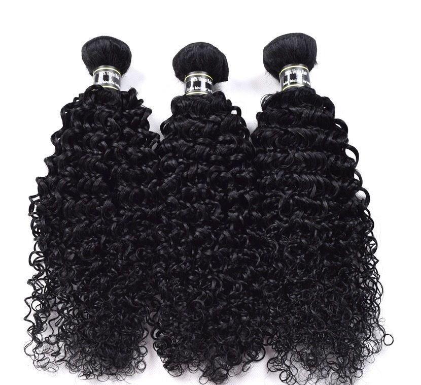 Luxury Jet Black #1 Kinky Curly Brazilian Virgin Human Hair Extensions Weave