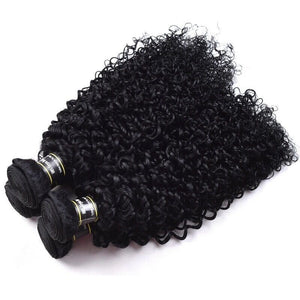 Luxury Jet Black #1 Kinky Curly Brazilian Virgin Human Hair Extensions Weave