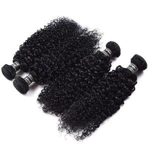 Luxury Jet Black #1 Kinky Curly Brazilian Virgin Human Hair Extensions Weave