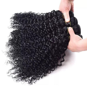 Luxury Jet Black #1 Kinky Curly Brazilian Virgin Human Hair Extensions Weave