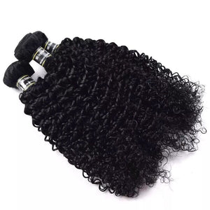 Luxury Jet Black #1 Kinky Curly Brazilian Virgin Human Hair Extensions Weave