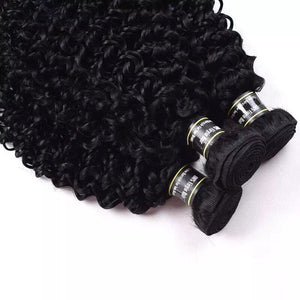 Luxury Jet Black #1 Kinky Curly Brazilian Virgin Human Hair Extensions Weave