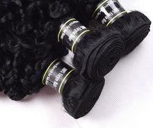 Load image into Gallery viewer, Luxury Jet Black #1 Kinky Curly Brazilian Virgin Human Hair Extensions Weave
