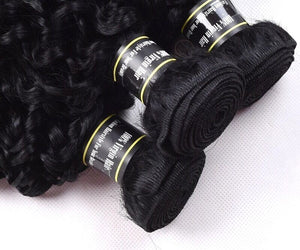 Luxury Jet Black #1 Kinky Curly Brazilian Virgin Human Hair Extensions Weave
