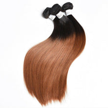 Load image into Gallery viewer, Luxury Peruvian #1b/30 Auburn Silky Straight Virgin Human Hair Extensions 10A
