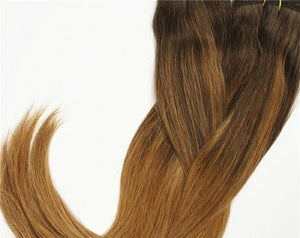Luxury 100g Weft Human Hair Extensions #2/8 Balayage Ombre Brown Straight Weave