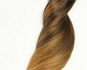 Luxury 100g Weft Human Hair Extensions #2/8 Balayage Ombre Brown Straight Weave