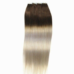 Luxury Tape In Human Hair Extensions #4 Brown/Icy Grey Ombre Straight 40pcs 100g