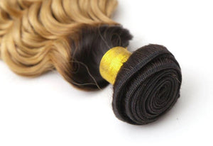 Luxury Dark Roots Peruvian Honey Blonde Deep Wave Virgin Human Hair Extensions