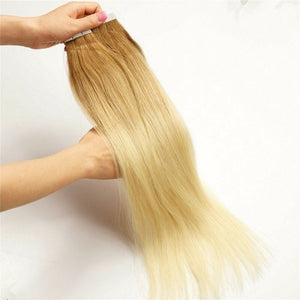 Luxury Tape In Human Hair Extensions #8/613 Blonde Balayage Straight 40pcs 100g