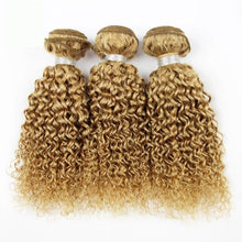 Load image into Gallery viewer, Luxury Peruvian Honey Blonde #27 Kinky Deep Curly Virgin Human Hair Extensions

