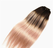 Load image into Gallery viewer, Luxury Clip In Human Hair Extensions Balayage #2/Rose Gold Remy Ombre 120g
