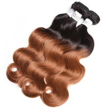Load image into Gallery viewer, Luxury Peruvian #1b/30 Auburn Body Wave Wavy Virgin Human Hair Extensions 10A

