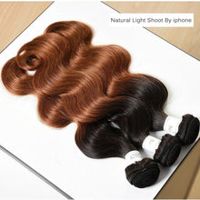 Load image into Gallery viewer, Luxury Peruvian #1b/30 Auburn Body Wave Wavy Virgin Human Hair Extensions 10A

