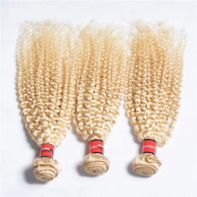 Load image into Gallery viewer, Luxury Kinky Curly Brazilian Bleach Blonde #613 Virgin Human Hair Extensions
