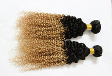 Load image into Gallery viewer, Luxury Kinky Curly Brazilian Honey Blonde #27 Ombre Virgin Human Hair Extensions
