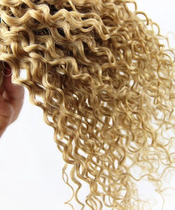 Luxury Brazilian Honey Blonde #27 Kinky Deep Curly Virgin Human Hair Extensions