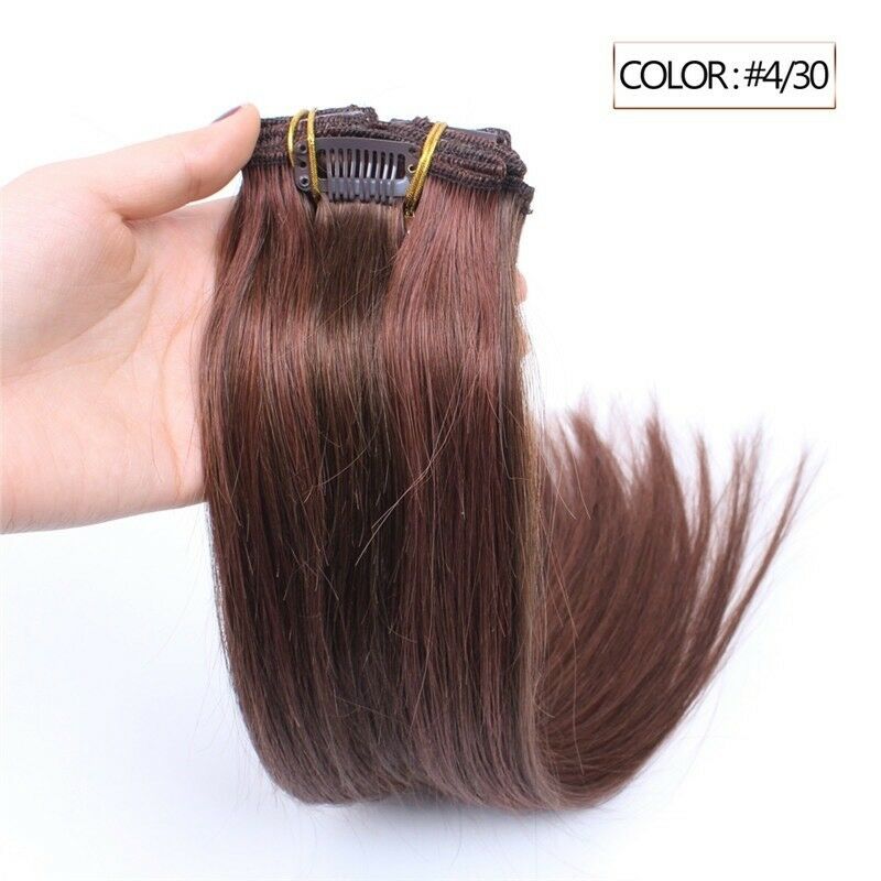 Luxury Clip In Human Hair Extensions #4/30 Balayage Ombre Remy 7pcs 100g